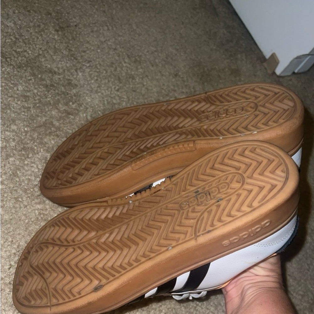 Adidas White and Black Sneakers with Brown Soles - Picture 4 of 4
